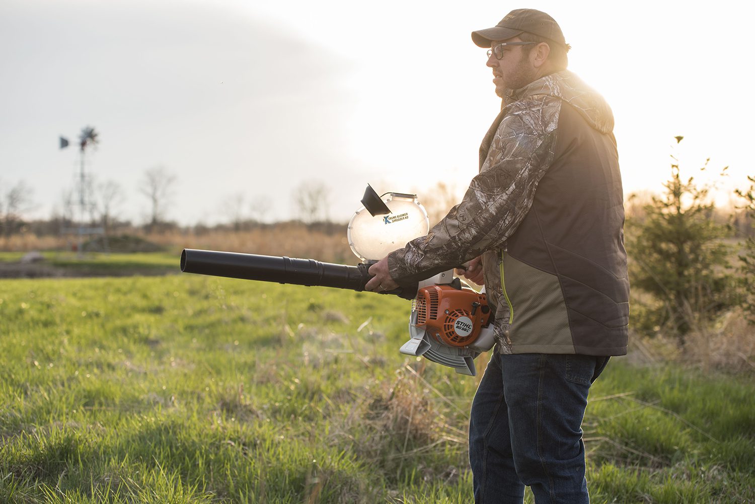 Spreading granular material on a large property with the Extreme Blower Spreader